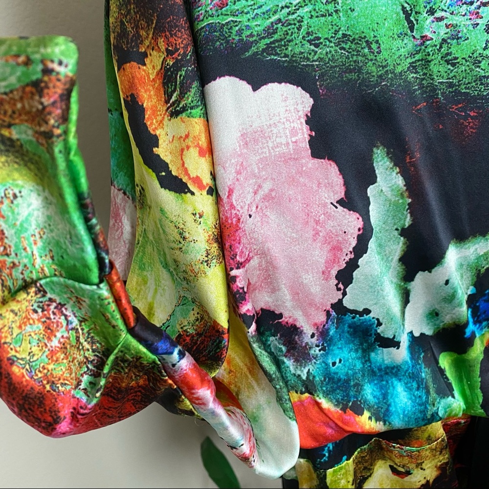 Rocco Barocco Floral Abstract silk dress XS - Picture 16 of 16